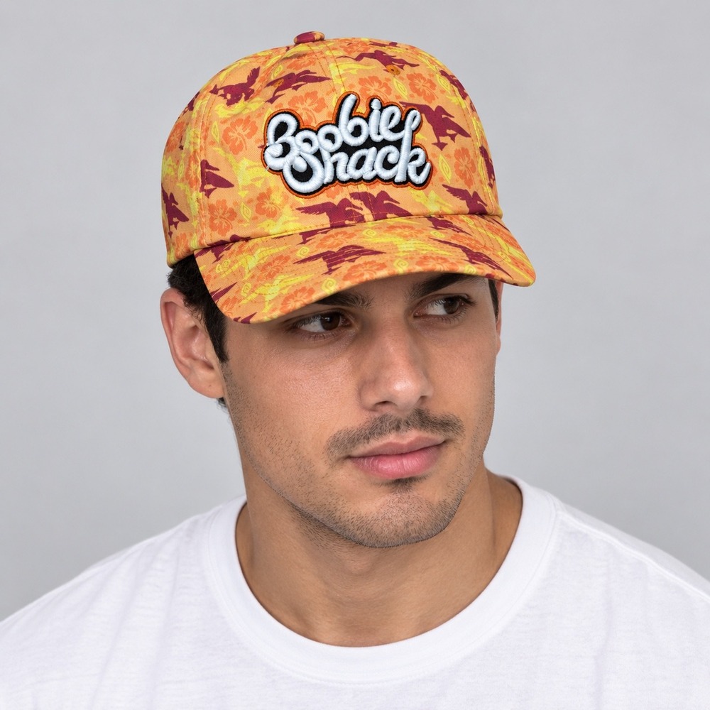 Zephyr Hat Men Orange Boobie Shack Maui Snapback Floral Bird Print Baseball Cap
